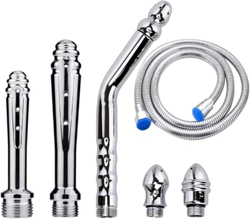 Metal Anal Douche Kit for Couples Elbow Design Enema Cleanser Adult Anal Cleansing Tool