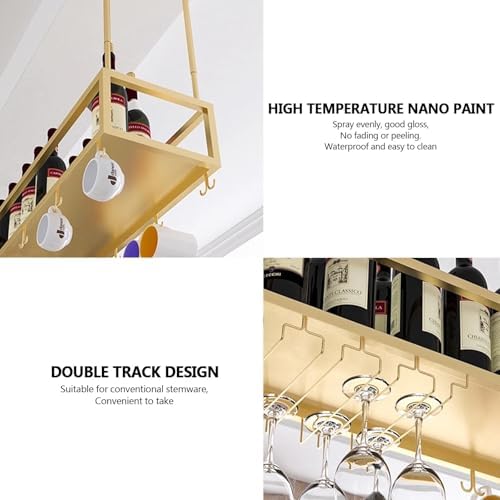 Stylish Metal Hanging Wine Bottle Rack for Home Bar - Ceiling Mounted Floating Shelf for Wine Glasses & Bottles - Modern Storage Solution for Cafe & Home Display