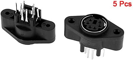 Sourcingmap 5 Pcs Mini DIN 6 Pin Female S-video Connector Adapter Sockets