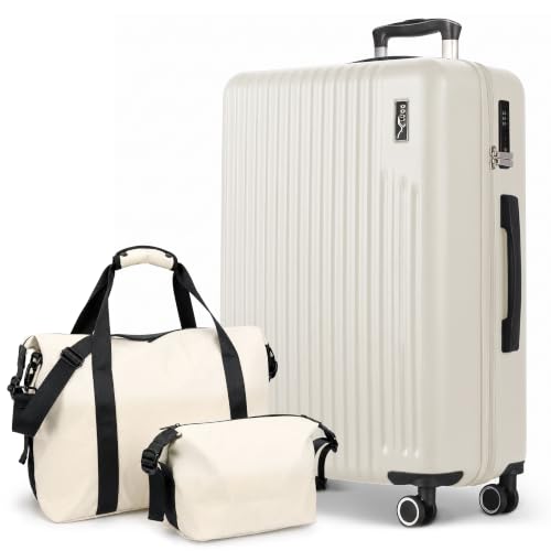 Image of Lugg Vacay 3-Piece Travel Set – 86 x 58 x 31 cm ABS Hard Shell Suitcase, Travel Duffle Bag & Toiletry Bag, TSA Lock, 360° Spinner Wheels, Waterproof Holdall, Lightweight Luggage Set for Men & Women