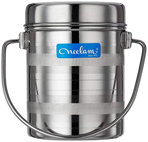 Image of Neelam Stainless Steel 11, 22 Gauge Diamond Milk Pot, 1400 ml, Stainless Steel Storage Can Useable As Steel Dabba, Milk, ghee, Oil Storage, Etc. Heavy Jointless Body, Induction Compatible, Silver