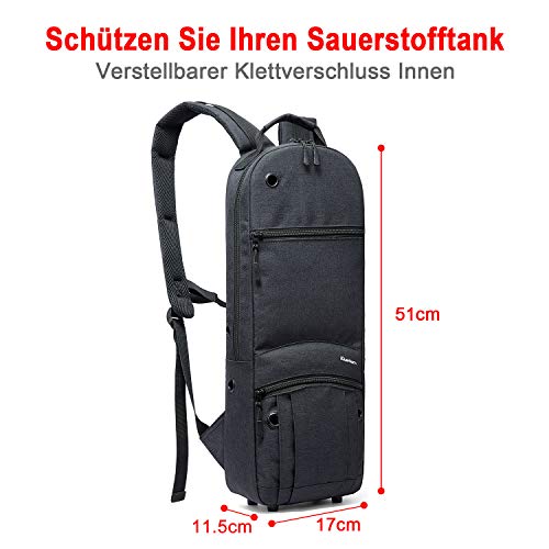 iGuerburn Rucksack für Größe D Tank (2.0L) Sauerstoffflasche O2 Sauerstoff Tank Tasche Träger für Zylinder (Schwarz)