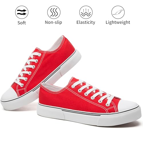 Image of yageyan Men Canvas Low top Shoes Classic Casual Sneakers Black and White Fashion Shoes