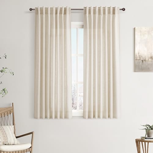 Joywell Linen Short Curtains 45 Inches Long for Living Room Linen
