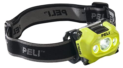 Peli 2765Z0 Lampe Frontale Premium à Vision Nocturne, Homologuée ATEX Zone 0, Qualité Supérieure pour Les Pompiers et Électriciens, IP54, Résistante à L'Eau, 141 Lumens, Couleur : Jaune