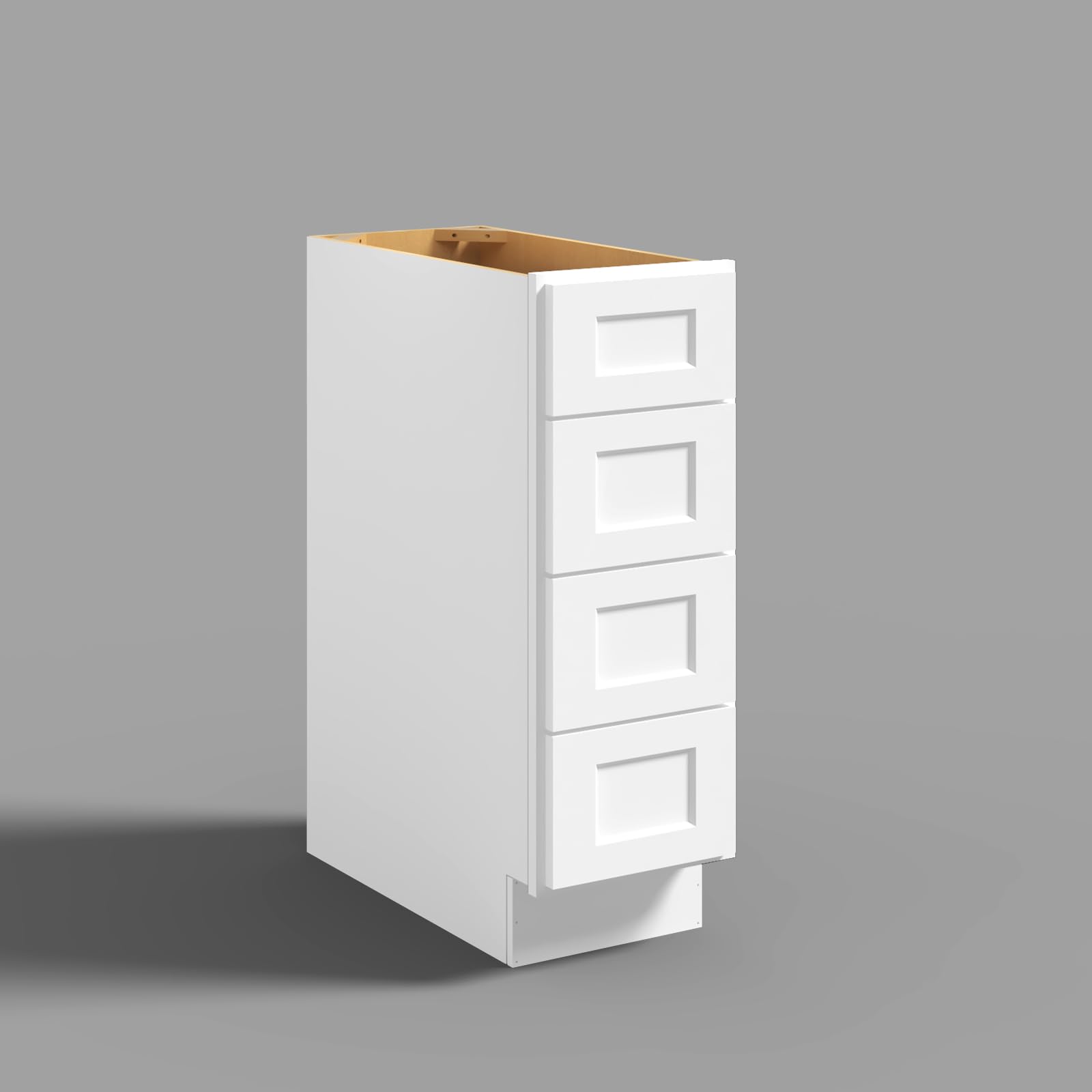 Hausvita 12" 4-Tier Undermount Kitchen Drawer Cabinet, RTA Storage Drawer, Full Extension Soft Close Slides, Ample Storage Organizer, MDF &amp; Plywood with UV Coating