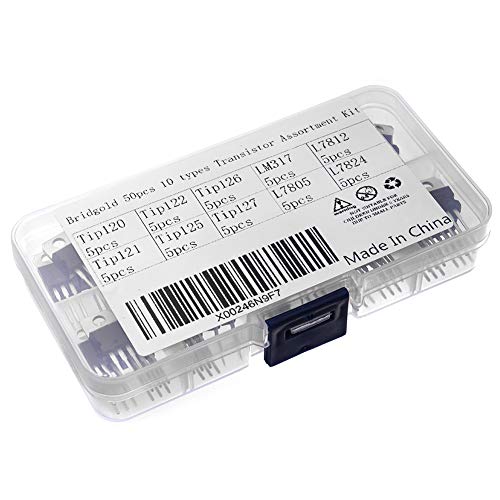 Bridgold 6 Kinds Darlington Transistors And 4 Kinds Voltage Regulator Ic Assortment Kit,Including Tip120 Tip121 Tip122 Tip125 Tip126 Tip127 Lm317T L7805Cv L7812Cv L7824Cv Package #TOP2