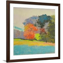 Wall Art Print Fox Farm Woods on Brown Frame by Mike Kelly, 38" x 38"