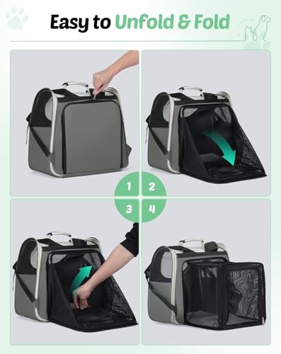 Petcozife Erweiterbar Katzenrucksack Hunderucksack, Katzentasche Faltbare, Haustier Rucksack für Große Katzen & Kleine Hunde bis 8 kg, Cat Backpack für Transport/Reisen/Camping