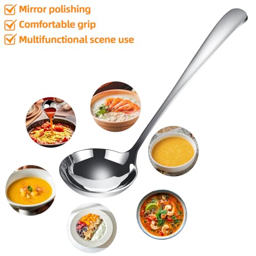 Miniatura 4 de 2 Piezas Cucharones De Cocina, Cucharón Acero Inoxidable, Acero Inoxidable Cucharones Pequeños, Para Servir Y Servir Sopas Y Guisos, Cuchara De Sopa De Para Cocinar