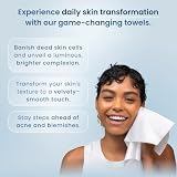 Clean Skin Club Clean Towels XL Supreme, 100% USDA Biobased ręcznik do twarzy, jednorazowy ręcznik do twarzy, akceptowane stowarzyszenie egzemy, grubsze teksturowane chusteczki do demakijażu, 1