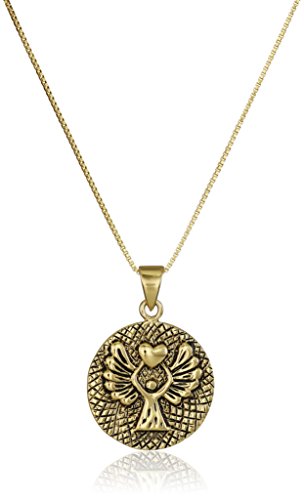 Amazon Essentials Sterling Silver Guardian Angel Reversible Pendant Necklace with Prayer Inscription, 18