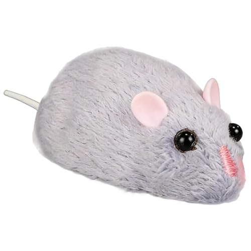 BOSREROY Cat Toy with Remote Control, for Indoor Cats, Realistic Gray, 4-Channel Wireless Remote, Polyester, 9.5 X 4.5 X 3 Cm