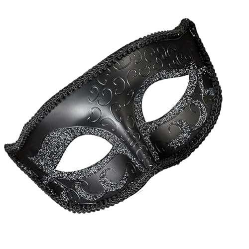 WEIKANG 2025 New Masquerade Masks Men Mens Midnight Venetian Masquerade Carnival Ball Party Eye Mask Mystery Carnival Maskfor Halloween Party Prom Balls Costume Burlesque Balls Partys (Black)