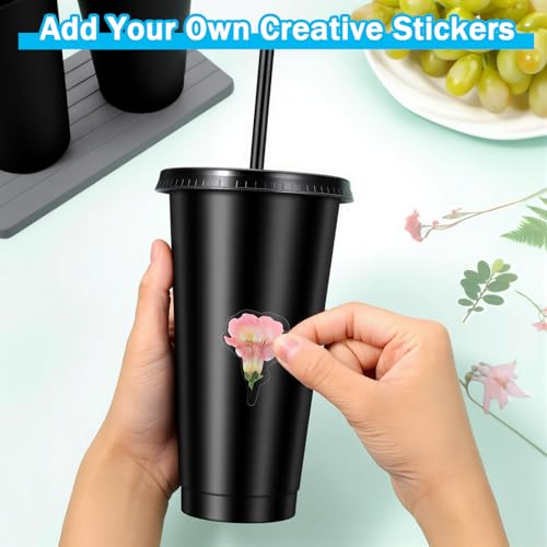 Meyeyaia 30 Pack Plastic Tumblers with Lids and Straw, Reusable Black Tumblers Bulk Water Bottle Iced Coffee Travel Mug Cup Plastic Cups for Party Birthdays(24 oz, Black) by Meyeyaia - Image 7