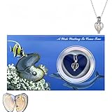 Pearl Necklace and Locket Set, DIY Necklace Making Kit, Freshwater Pearl Necklaces for Women, Locket P/earl Necklace, Pe/arl Loc/ket Neck/lace Gift Set for Women, Vacuum Clam Pe/arl Loc/ket Neck/lace
