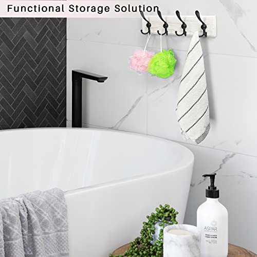 Scunda Coat Rack Wall Mount With 4 Hooks, Coat Hanger For Wall, Wooden Wall Hook For Coat, Jacket, Hat, Backpack, Belt, Tie, Key (2-Pack, Shabby White) #TOP7