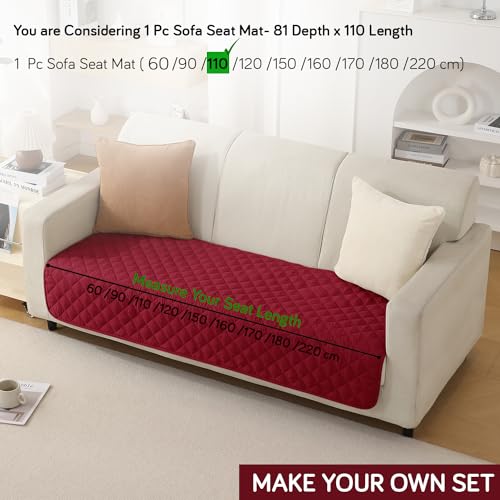 Image of Hokipo Quilted Waterproof Sofa Cover Mats For L Shape And 1 /2 /3 Seater Sofa. Make Your Own Sofa Cover Set, Mat Length 81(D) X 110(L) Cm, Maroon (Ar-4965-W3) - Polyester