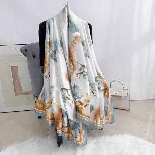 Image of MALINA Women's Polyester Silk Satin Stole Scarf - Soft Lightweight Fashion Wrap, Elegant Floral & Gradient Design, summer stole,Scarf For Women,Premium Stole,Large Size 180x90 cm'