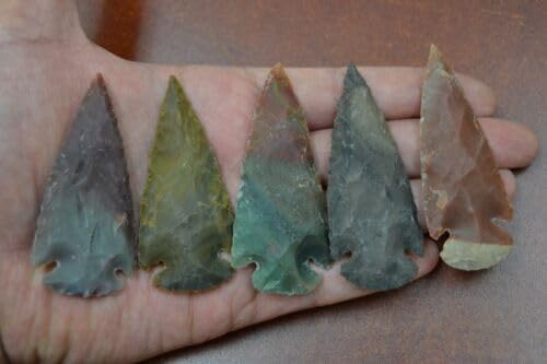 5 PCS ASSORT Agate Stone SPEARHEAD Arrowhead Point 2 1/2" - 3" #T-1345 Fast Free Supply