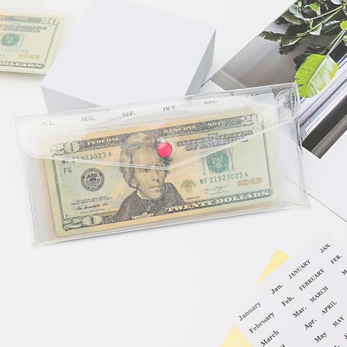 XiowDow Carteira de envelope de dinheiro PVC transparente para bolso para dinheiro Divisores de bols