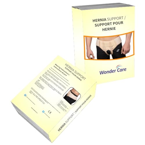 Wonder Care- Grey Inguinal Hernia Support Truss brace for Single/Double Inguinal with Two Removable Compression Pads & Adjustable Groin Straps Surgery & injury Recovery belt- Medium