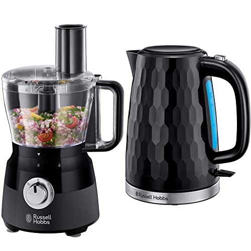 Russell Hobbs 24732 Desire Food Processor, Slicing and Dough Attachments, Matte Black, 600 W & 26051 Cordless Electric Kettle, 1.7 Litre, 3000 W, Black