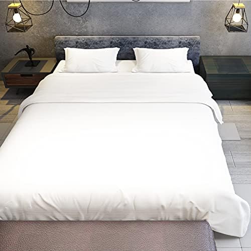 Fabriza 100% Egyptian Cotton Double Duvet Set High Thread Count Light-Weight Ultra soft Washable Duvet Sets Double Bed With 2 Pillowcases Durable Bedding Sets for All Seasons (White)