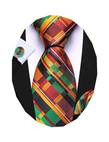 Image of Barry.Wang Man Tie Sets Skull Ties Animal Extra Long Necktie Silk Woven Handkerchief Cufflinks Festival Party Gift