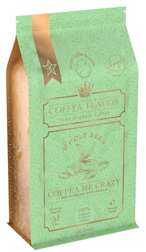 Café en grano Coffea Me Crazy sabor pistacho y vainilla, orgánico, tueste medio, 16 oz miniatura 1