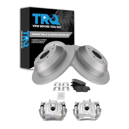 Image of TRQ Rear Brake Pad and Rotor Set Ceramic G Coated Rotors Calipers