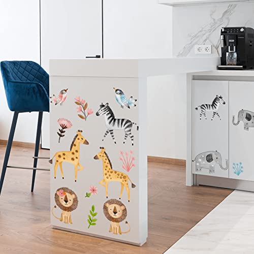 Vinilos decorativos acuarela animales safari para pared miniatura 3