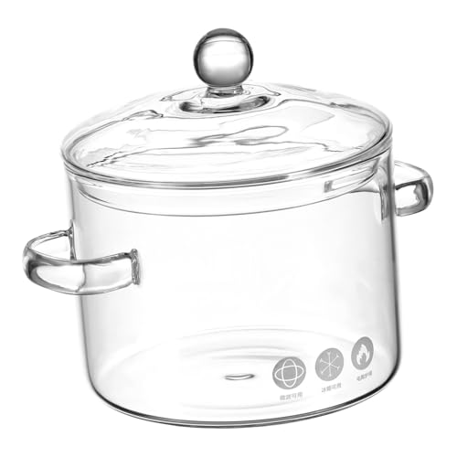 OSOLADY Olla de Vidrio Borosilicato Alta Resistencia con Tapa y Doble Asa Cacerola Transparente para Cocinar Sopas Fideos y Guisos Hogar y Restaurante