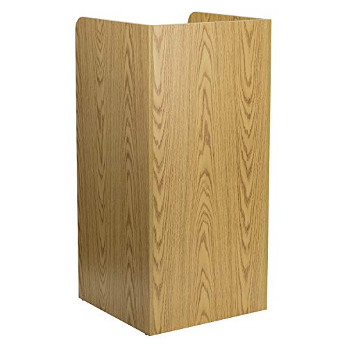 Flash Furniture Sony Laminate Wood Tray-Top Commercial Grade Trash Receptacle In Oak #TOP4