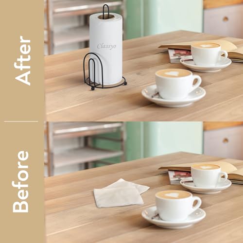 Image of Classyo Metal Tissue Roll Holder for Kitchen, Tissue Paper Holder for Bathroom and Dining Table, Kitchen Roll Stand, Paper Towel Stand (10 inch) (Pack of 1, U Design)