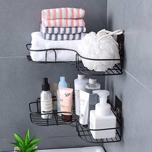 Image of BENAVJI Drill Free Corner Shelf for Bathroom Wall Bathroom Organizer Without Drill Kitchen Rack Pack of 2
