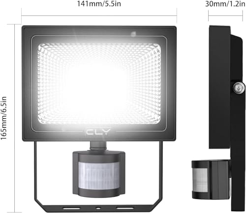 CLY 25W Security Lights Outdoor Motion Sensor, 2100 Lumen IP66 Waterproof LED Floodlight with Smart PIR Sensor, 6500K PIR Sensor Security Light, Outside Light with Sensor for Backyard, Garden, Doorway