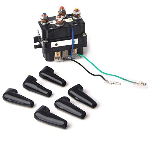 12V 400A Winch Solenoid Relay Contactor Replacement ISSYZONE With 6 Protecting Caps for 2000-5000lbs ATV UTV Winch