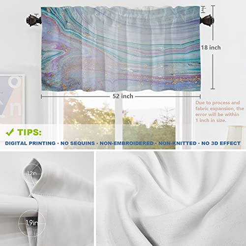 Shrahala Beautiful Oriental Marble Kitchen Valances Half Window Curtain, Marbleized Paint Swirls Kitchen Valance For Window Ink Printing Kitchen Valances Curtains For Kitchen Decoration 52X18 Inch #TOP4