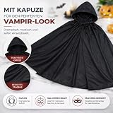 Peleryna z kapturem do kostiumu wampira, dla dzieci i dorosłych, na Halloween, bal przebierańców, karnawał, dwustronna (black)