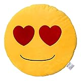 EvZ 32cm Emoji Smiley Emoticon Yellow Round Cushion Stuffed Plush Soft Pillow