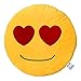 EvZ 32cm Emoji Smiley Emoticon Yellow Round Cushion Stuffed Plush Soft Pillow