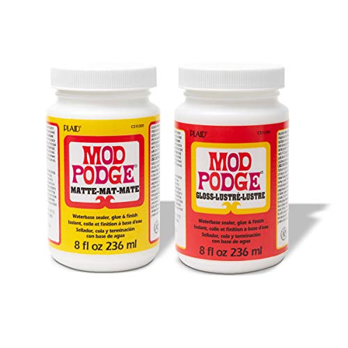 Mod Podge Bundle, 8 Ounce Gloss And Matte Medium Waterproof Sealer, Pixiss Accessory Kit With Foam Brushes, Gloves, Glue Spreaders And More 8Oz #TOP3