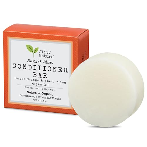 /Liv/ Nature Conditioner Bar For Dry Hair, Sulfate-Free, Natural Ingredients, Plant-Based, Sweet Orange,Ylang Ylang, & Argan Oil, Plastic-Free Conditioner Bar For Travel, Orange Ylang Ylang (1Pack) #TOP12