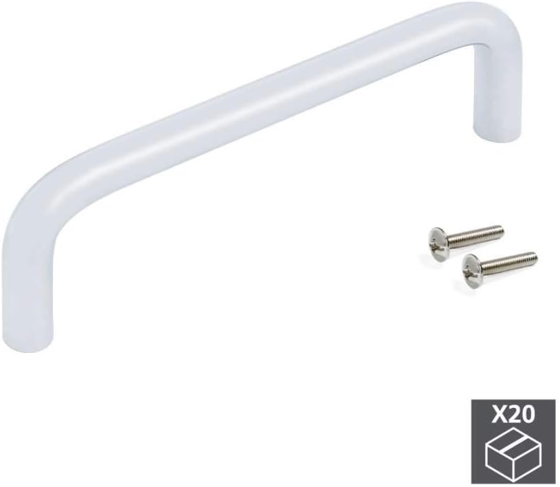 Emuca 9163364 Furniture Handle, Ø8Mm Diametre, cc 96mm, Steel, Matt Chromed, Set of 20