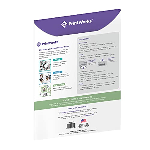 Printworks High Gloss Photo Paper For Inkjet Printers, 8.5 Mil, 15 Sheets, 8.5” X 11” (00547) , White #TOP1