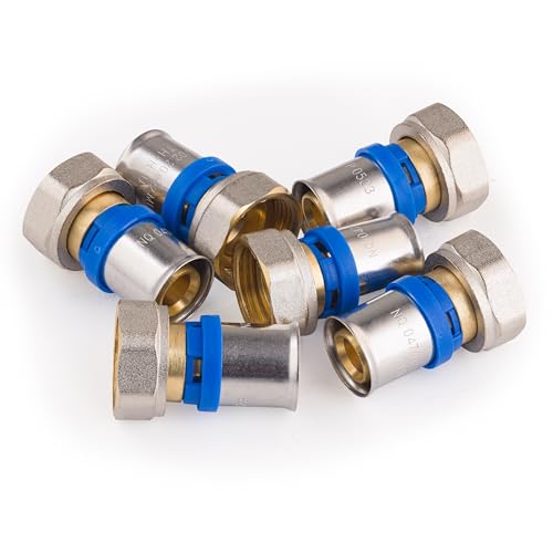 Racor recto hembra Ø20 tuerca libre 3/4' multicapa a prensar (x6) | Conexión resistente y duradera | Ideal para instalaciones de fontanería | Fácil instalación y ajuste seguro | QUICK PLOMBERIE