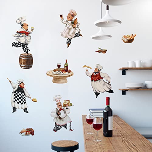 Mfault Italian Fat Chefs Wall Decals Stickers, Funny Cooker Baker Food Cooking Decorations Kitchen Art, Home Dining Room Restaurant Decor #TOP5