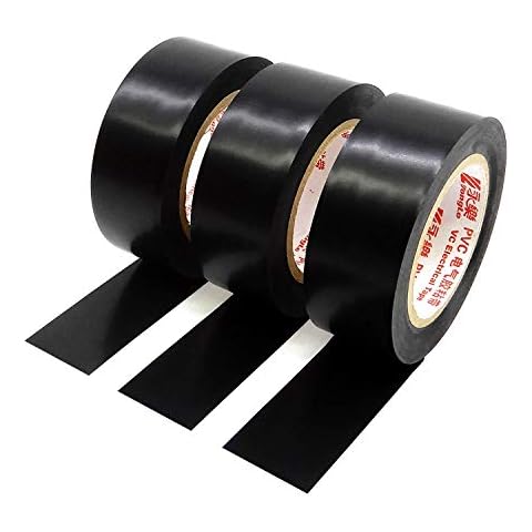 YTBUBOR Insulation Tape PVC Electrical 25mm*15m Black x 3 Adhesive Gaffer Tape Cover