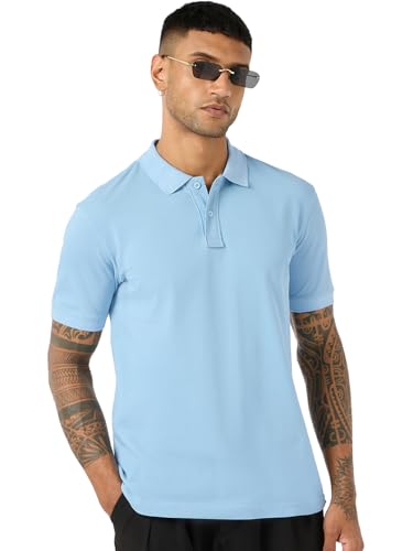 Image of Bewakoof Men Solid Regular Fit Half Sleeve Collar Pure Cotton T-Shirt